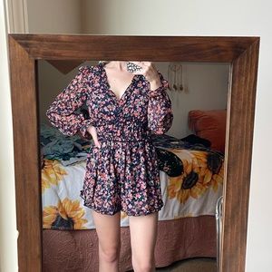 Floral long sleeve romper